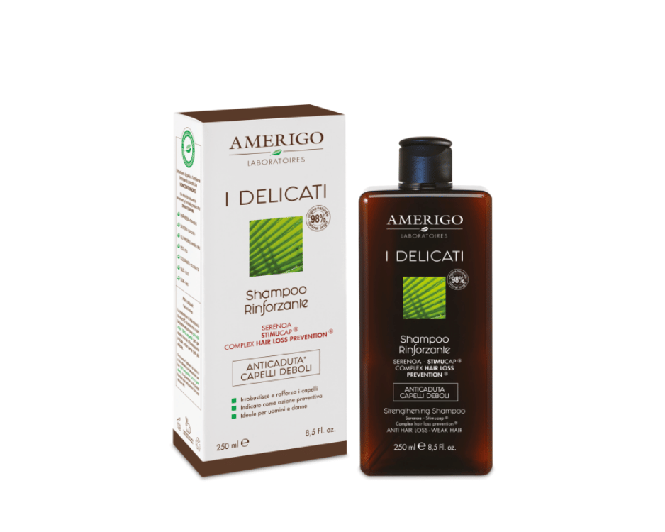 Shampoo Rinforzante Per Capelli Fragili e Soggetti a Caduta Amerigo 250ml I Delicati