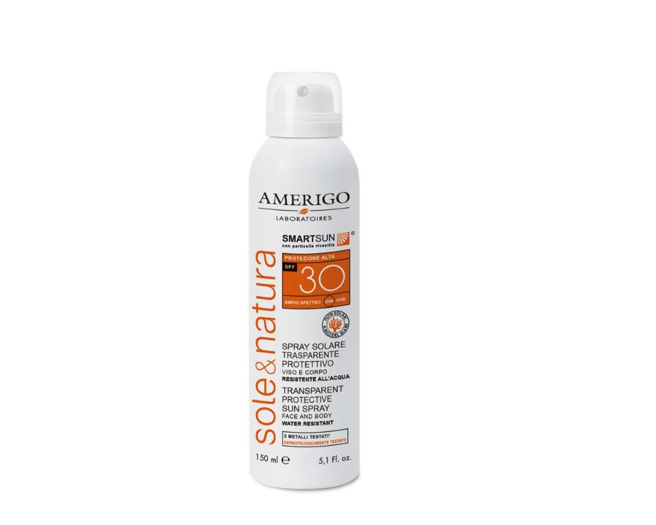 Spray Solare Trasparente Protezione Alta Spf 30 150ml Amerigo Sole & Natura