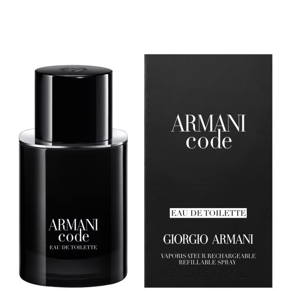 Giorgio Armani Code Eau De Toilette 50ml Pour Homme Refillable Fragranza da uomo ricaricabile