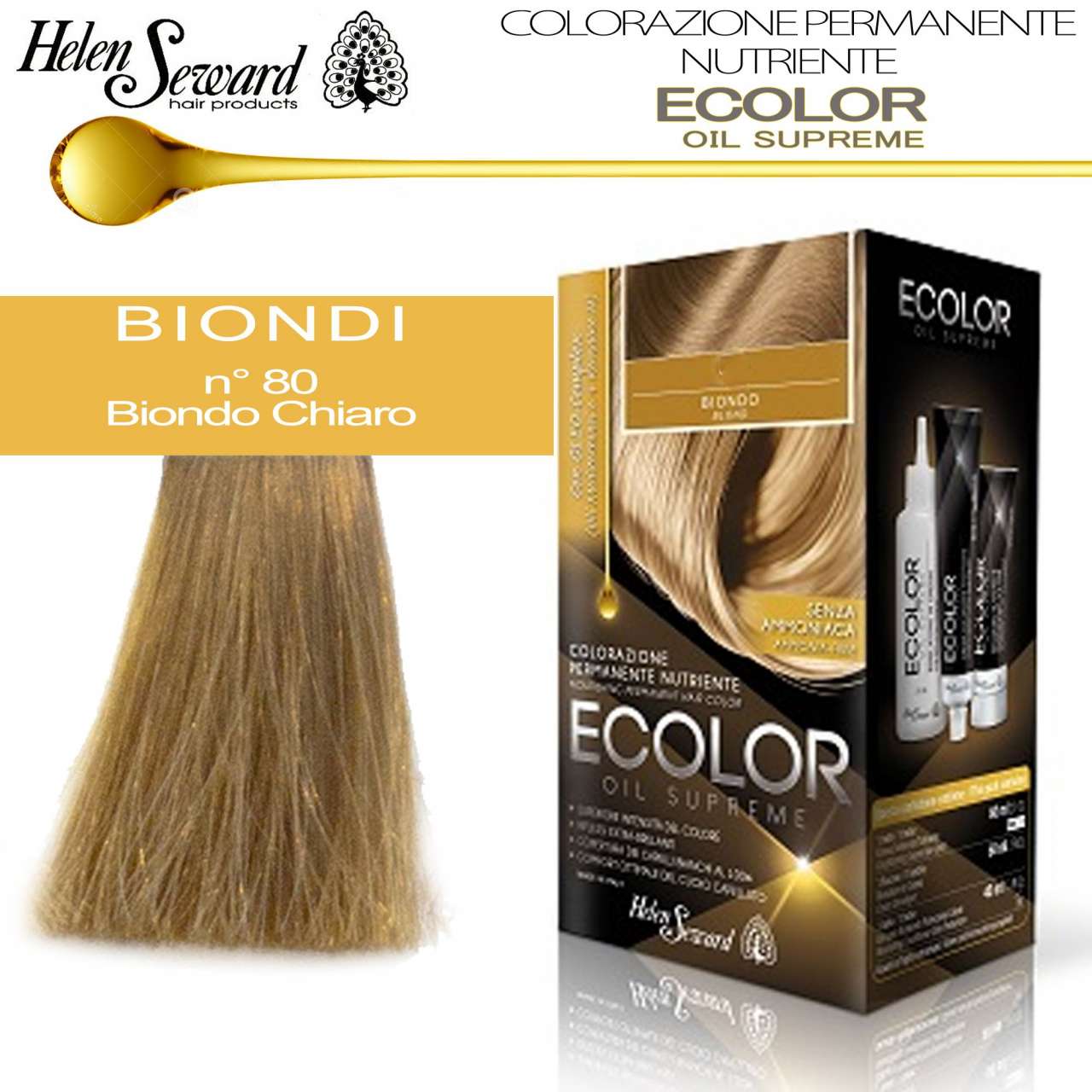 Ecolor Oil Supreme Tinta capelli senza ammoniaca 80 Biondo Chiaro Helen Seward - immagine 2