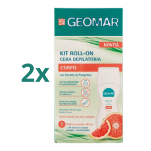 Geomar Kit Roll on Cera Depilatoria corpo + 20 strisce in tessuto lavabili 2 pezzi