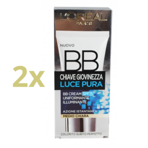 L'Oreal Chiave Giovinezza Luce Pura Bb Crema Pelle Medio Chiara 50Ml 2 pezzi