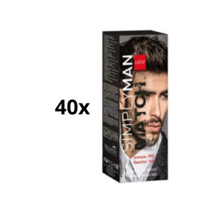 Offerta Speciale 40x Tinta capelli uomo Nouvelle Simply Man - 20 pz di 3.1 Castano Scuro Cenere e 20 pz di 1 Nero