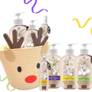 Kit Regalo Fiocchi di Riso Neonato/a con 3 detergenti 400ml e crema fluida dopo bagnetto