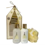 Kit bagnodoccia 150ml + latte corpo 150ml + spugna Camomilla