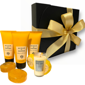 Kit Acqua di Parma Crema Gel doccia Shampoo 4 saponette candela profumata