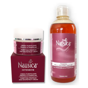 Tonico Analcolico per pelli grasse e impure all’Hamamelis e Pompelmo 500ml + Crema purificante viso 50ml