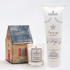 Kit Gerard's Crema corpo Addolcente Cosy body fluid + candela alla vaniglia 30g