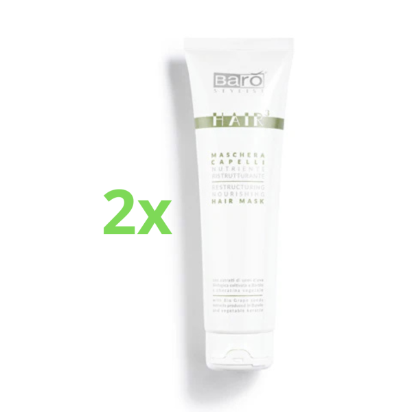 Barò Maschera capelli Nutriente ristrutturante con estratti di semi di uva 2 pz