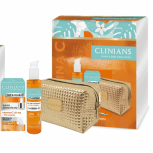 Clinians Kit Vitamina C Gel detergente siero concentrato e pochette oro