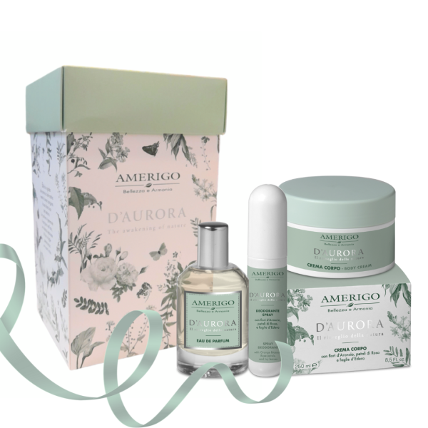 Kit Donna Amerigo D'Aurora Profumo Crema corpo e deodorante spray idea regalo