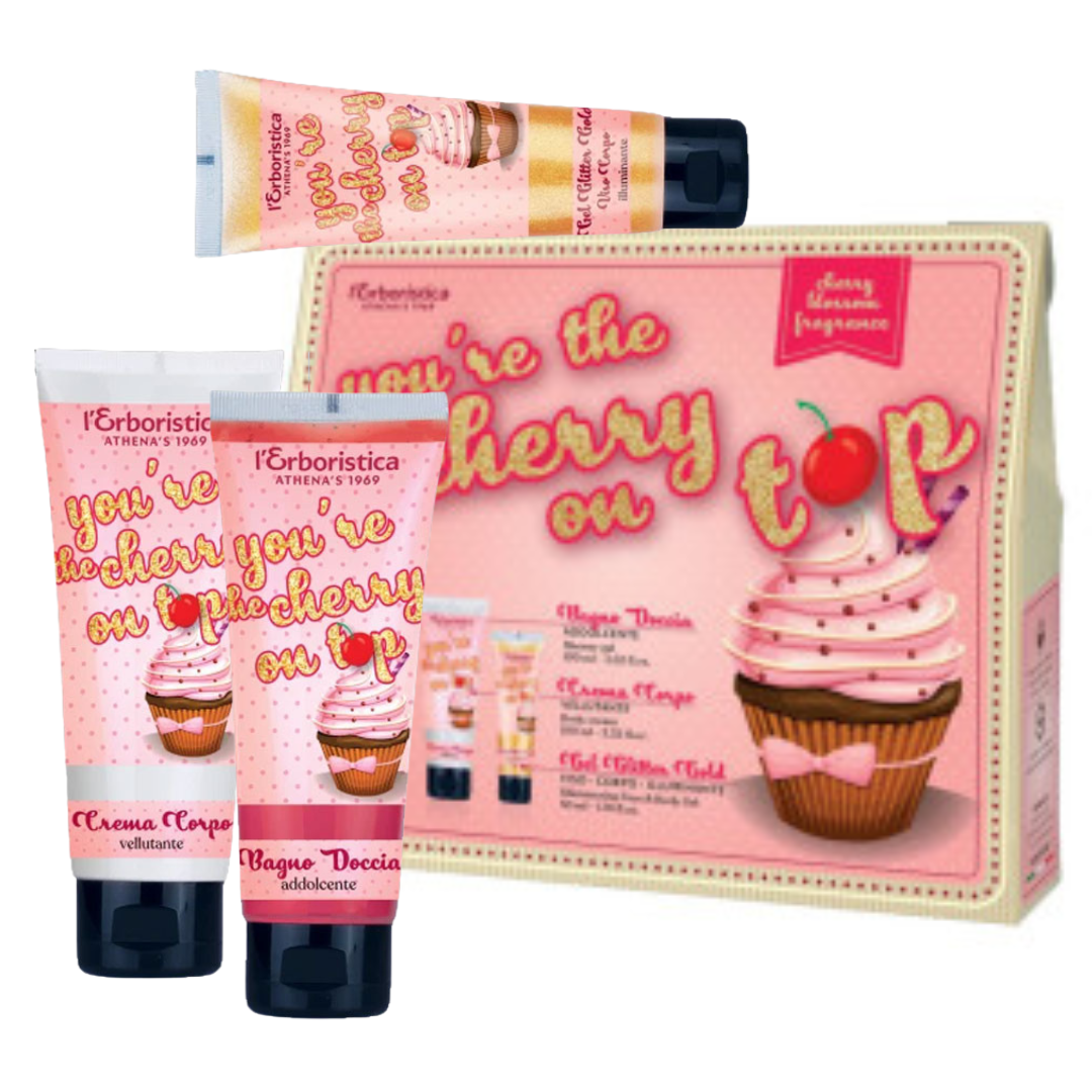 Kit Cherry Blossom Fragrance Gel doccia Crema corpo Shimmer viso e corpo