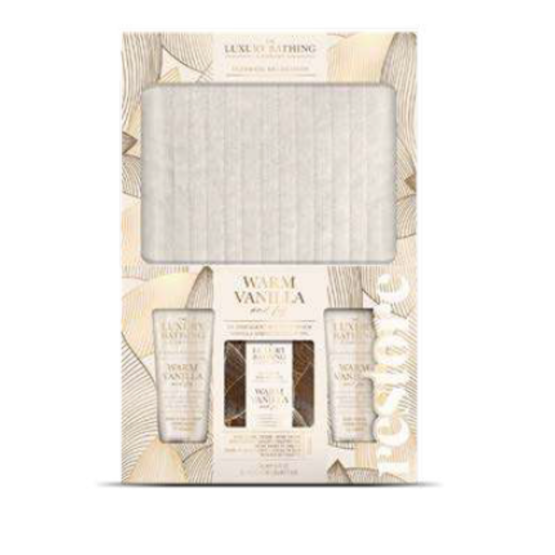 Cofanetto Warm Vanilla Crema corpo + crema mani + caviale da bagno e pochette