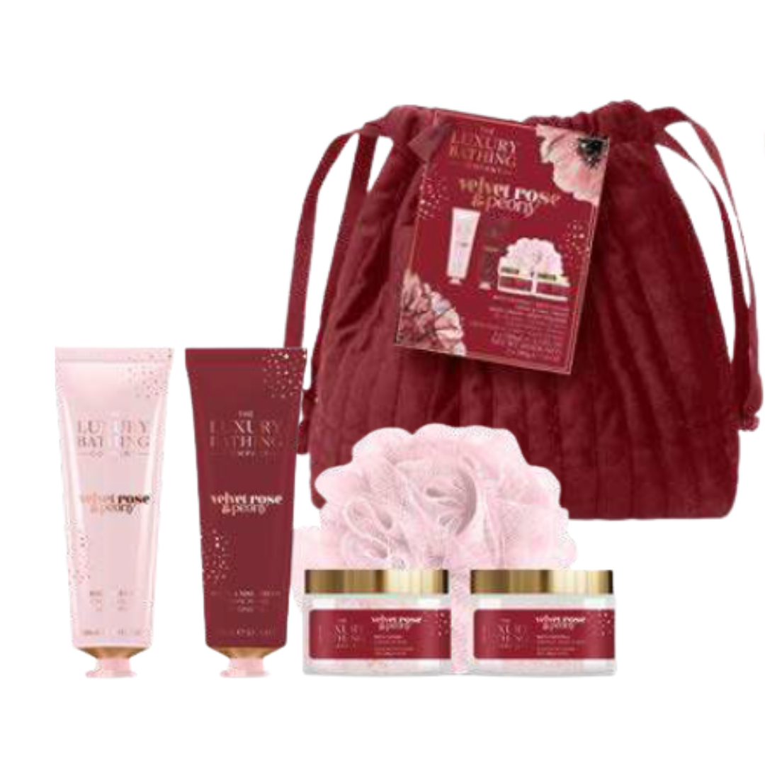 Kit Weekend escape Crema corpo + crema mani + cristalli bagno + spugna +pochette
