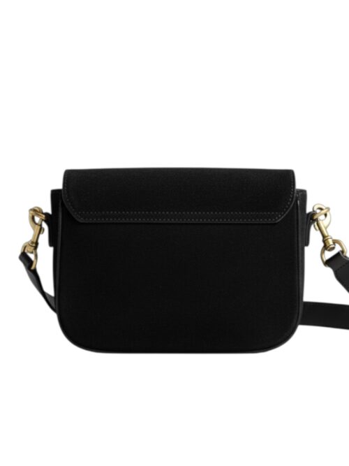 Borsa da donna nera in pelle scamosciata con tracolla - immagine 3