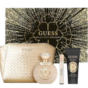 Guess Bella Vita Paradiso Gift Set Edp 100ml Edp 15ml Body Lotion e pochette oro